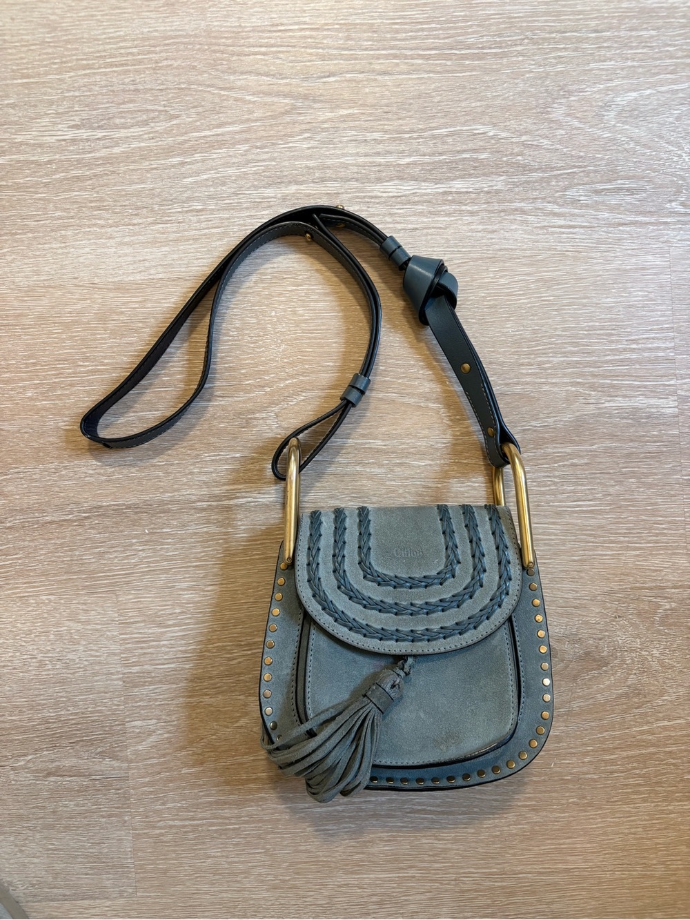 Chloe Green Suede Marcie Mini Shoulder Bag with Gold Hardware